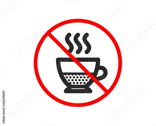 No or Stop. Doppio coffee icon. Hot drink sign. Beverage symbol. Prohibited ban stop symbol. No doppio icon. Vector