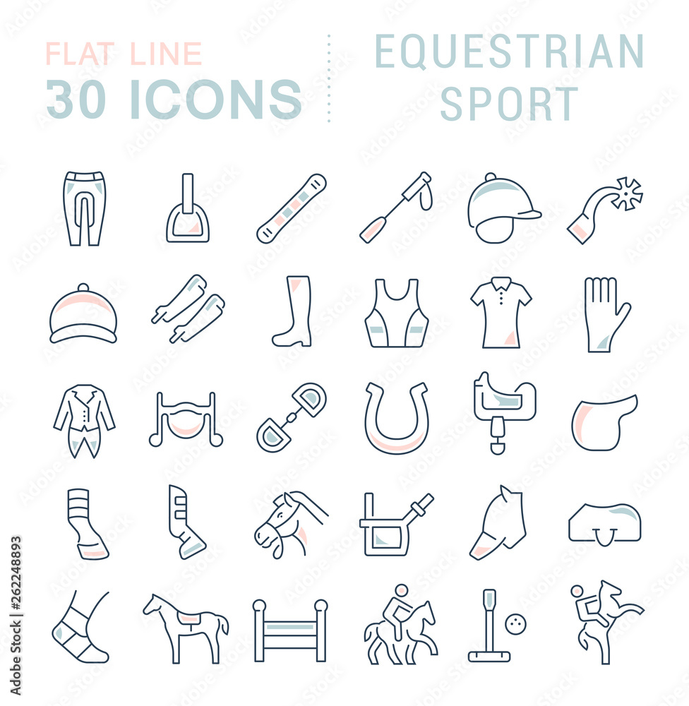 Set Vector Line Icons of Equestrian Sport. Set Vector Line Icons of Equestrian Sport.