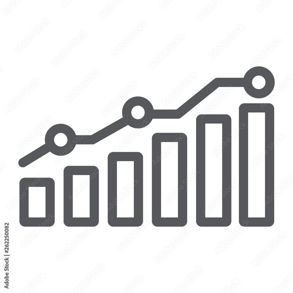Diagram line icon, report and graph, growth chart sign, vector graphics, a linear pattern on a white background. Diagram line icon, report and graph, growth chart sign, vector graphics, a linear pattern on a white background.