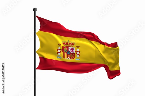 Waving flag of Spain. 3D re...