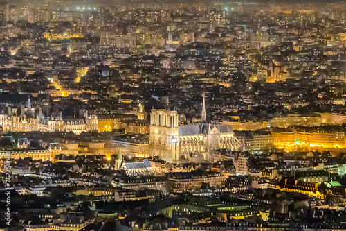 Notre dame de Paris at night, France