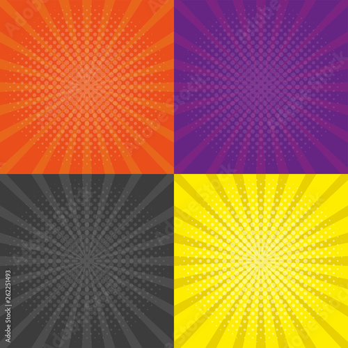Set of retro comic background