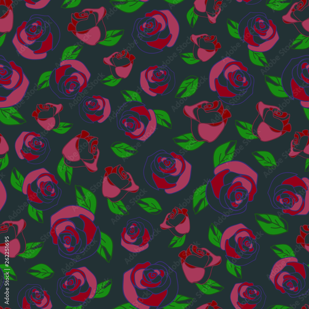 Naklejka premium Simple seamless beautiful rose vector pattern