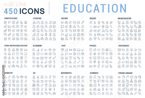 Set Vector Line Icons of Education
