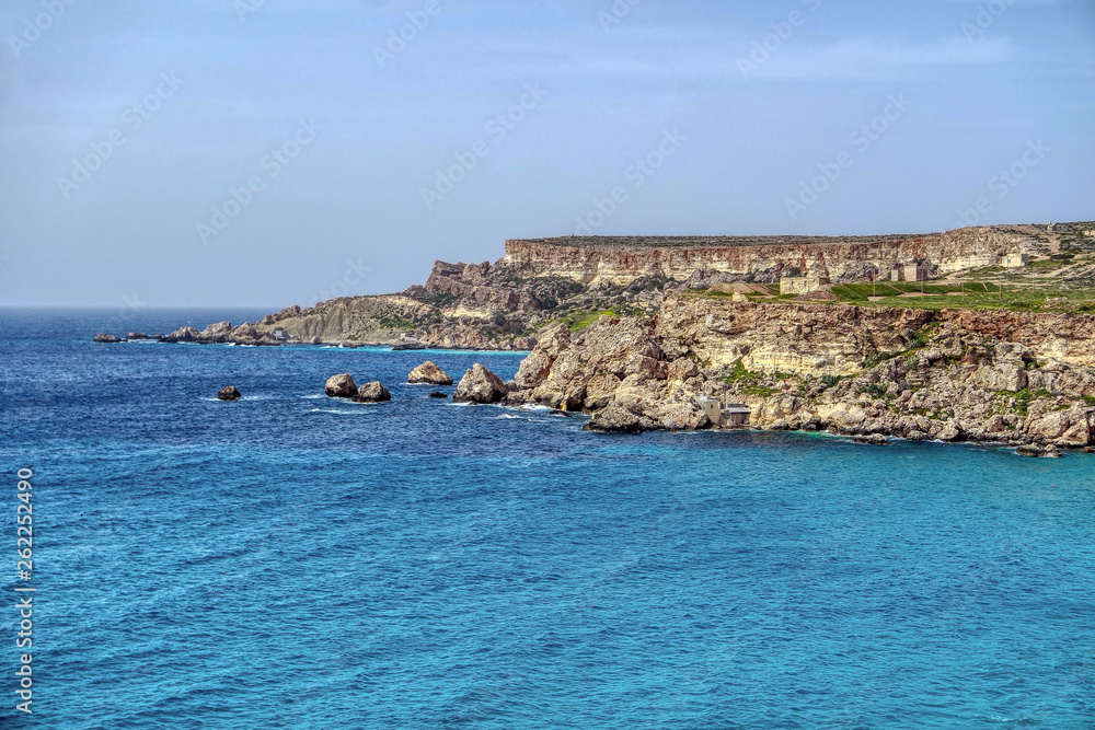 View of a Golden Bay in Ghajn Tuffieha, Mgarr, Malta