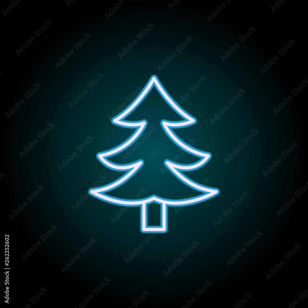 Obraz premium Pine neon icon. Elements of Camping set. Simple icon for websites, web design, mobile app, info graphics