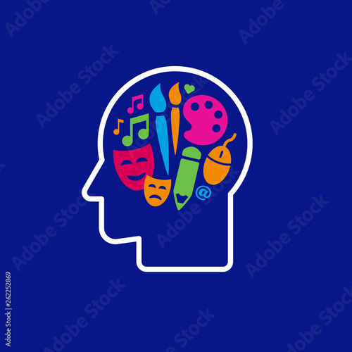 Creative mind head logo icon vector