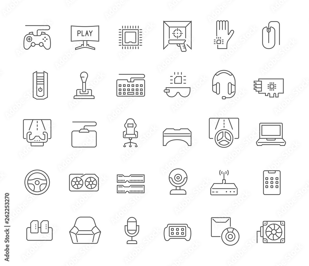 Set Vector Line Icons of Cybersport. Set Vector Line Icons of Cybersport.