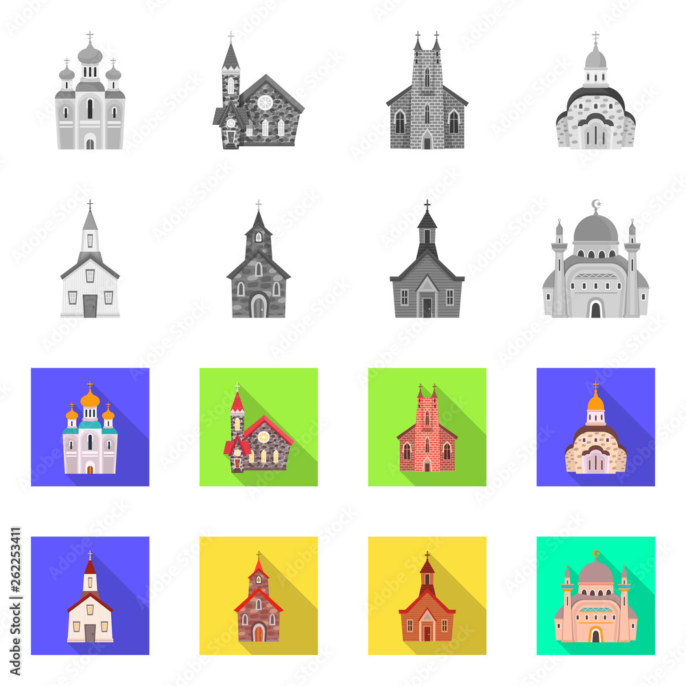 Fototapeta premium Vector design of cult and temple sign. Collection of cult and parish stock symbol for web.