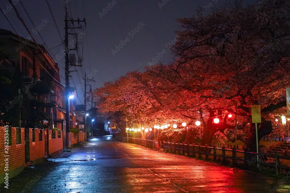 street at night in Kawagoe, Saitama, Japan 