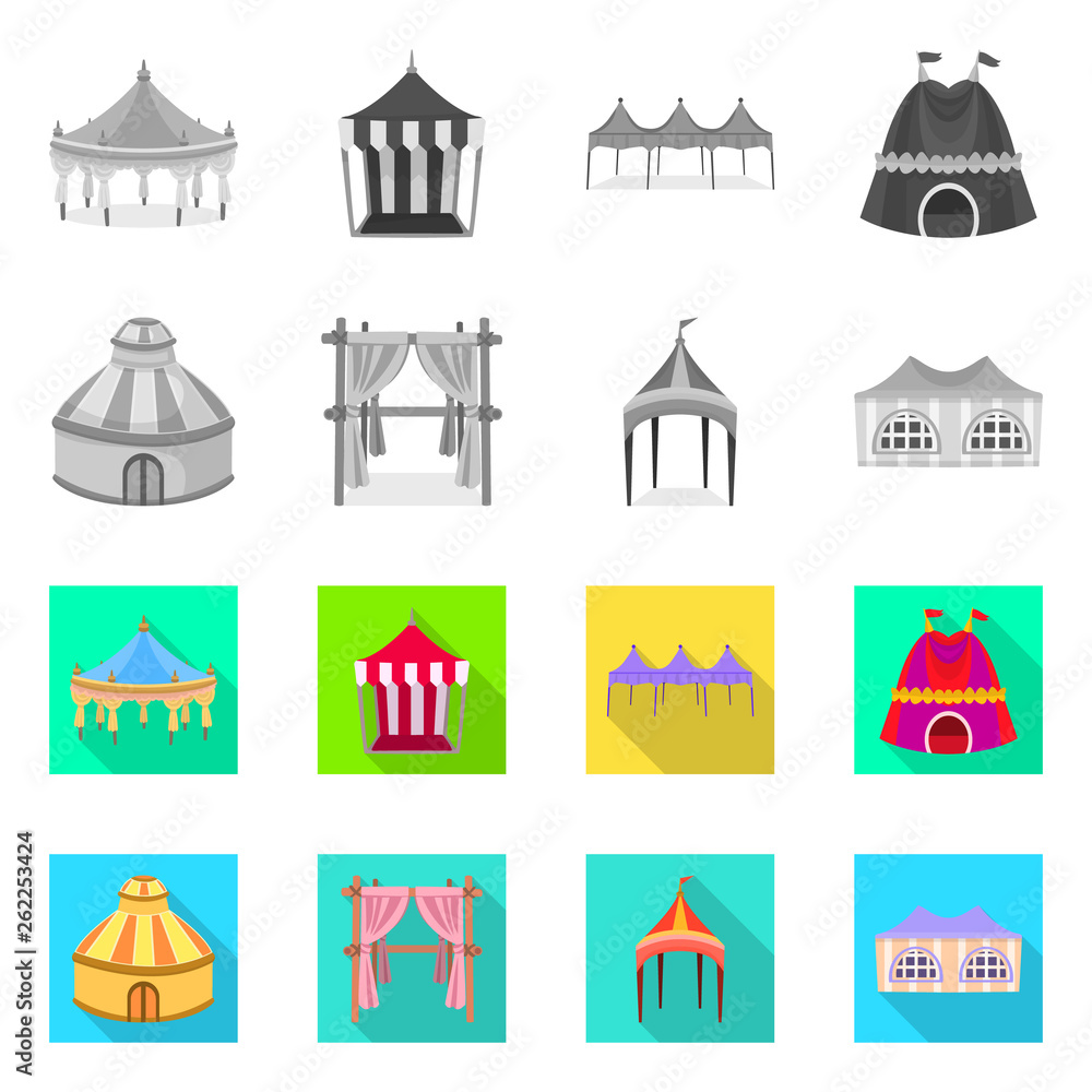 Isolated object of roof and folding icon. Set of roof and architecture vector icon for stock.