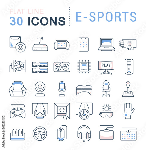 Set Vector Line Icons of E-Sports.