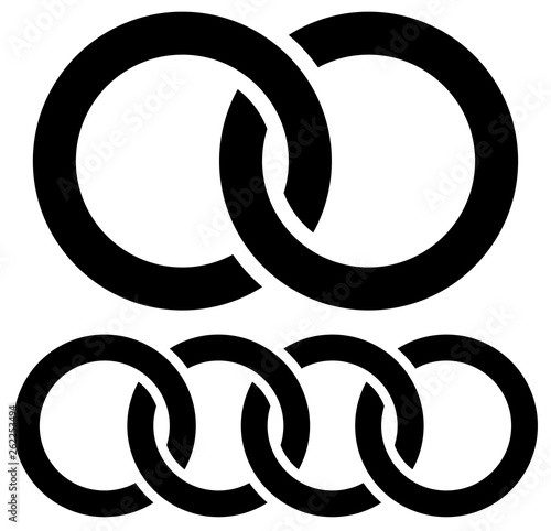 Interlacing circles. Interlocking, intersecting circles