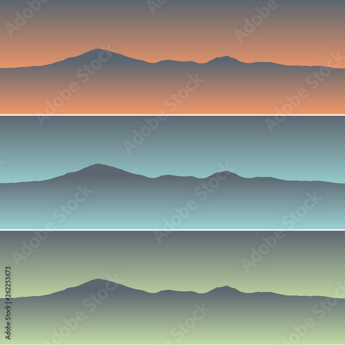 Mountain landscape vector horizon set