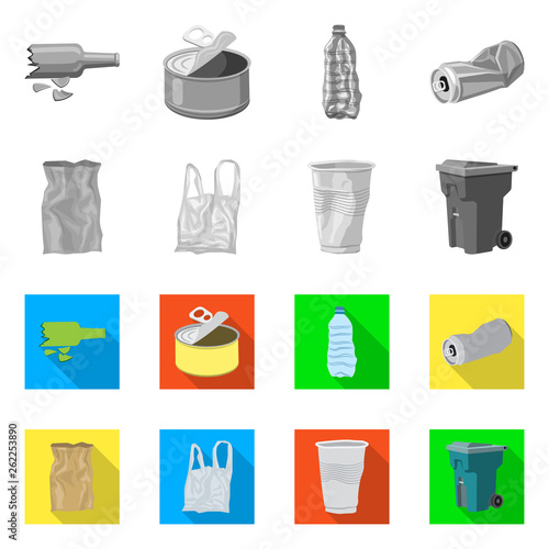 Vector illustration of dump  and sort sign. Set of dump  and junk vector icon for stock.