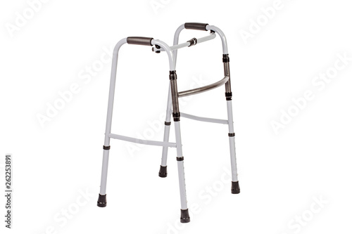 Medical walker for patient, elderly, assistive device isolated on a white background. Medical concept. photo