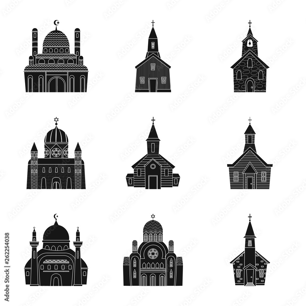 Vector design of house and parish icon. Set of house and building vector icon for stock.