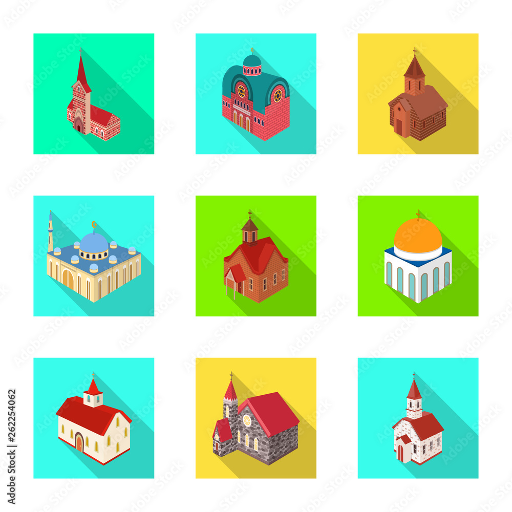 Fototapeta premium Vector illustration of temple and historic icon. Collection of temple and faith stock symbol for web.