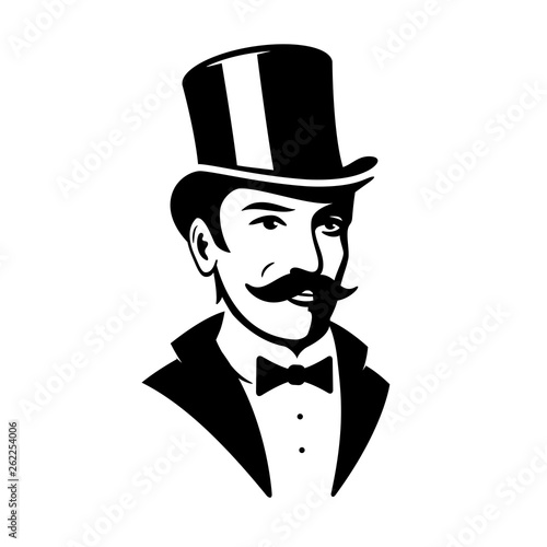 Victorian Gentleman Top Hat Logo Icon