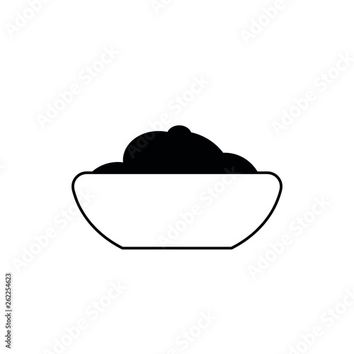 Sour cream bowl line icon Bowl of sour sauce mayonnaise outline vector