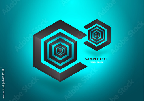 Bild auf Leinwand Abstract hexagon and cube. Corporate geometric business logo.
