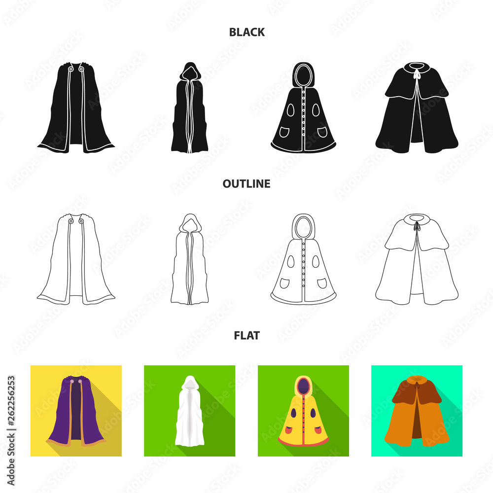 Vector illustration of material and clothing sign. Set of material and garment stock symbol for web. Vector illustration of material and clothing sign. Set of material and garment stock symbol for web.