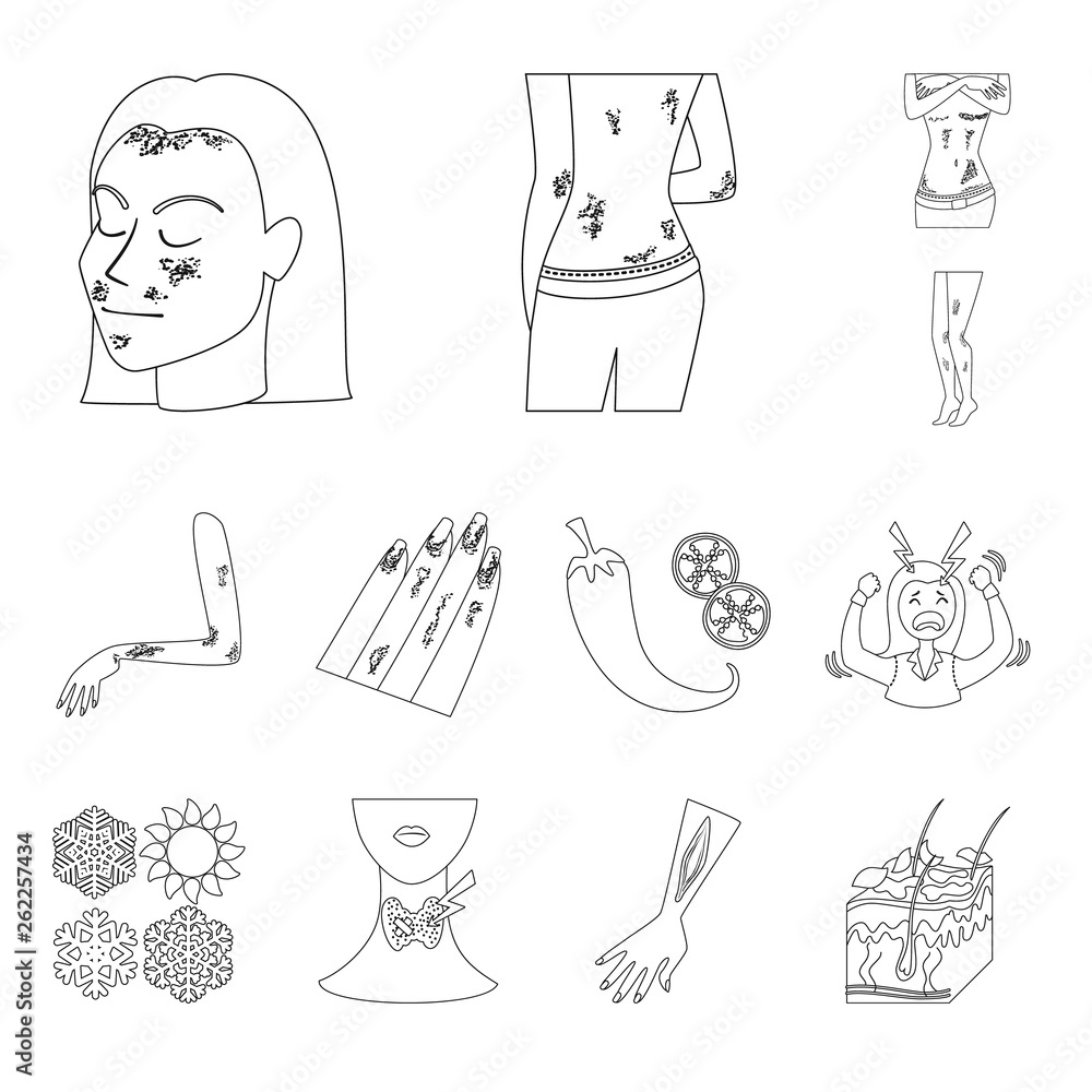 Obraz premium Vector design of disease and healthcare logo. Collection of disease and pain stock vector illustration.