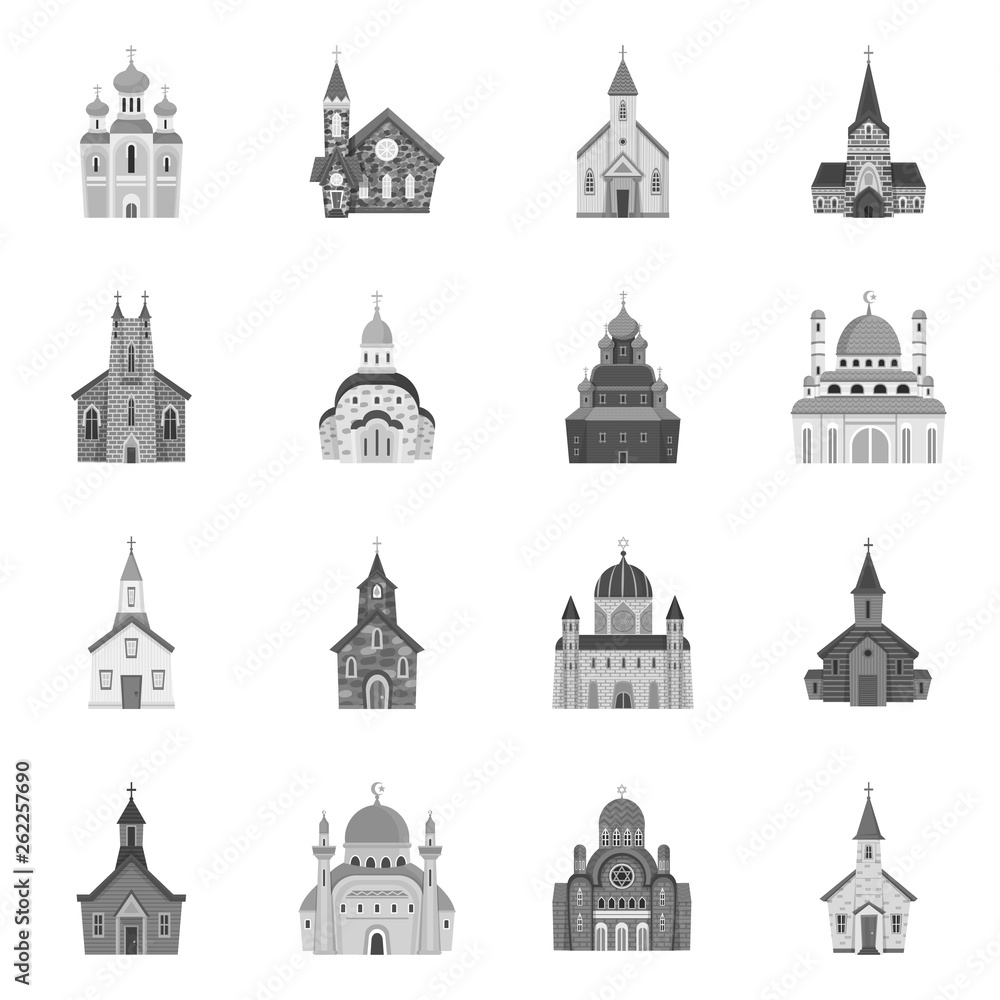 Vector design of architecture and faith symbol. Set of architecture and traditional stock symbol for web.