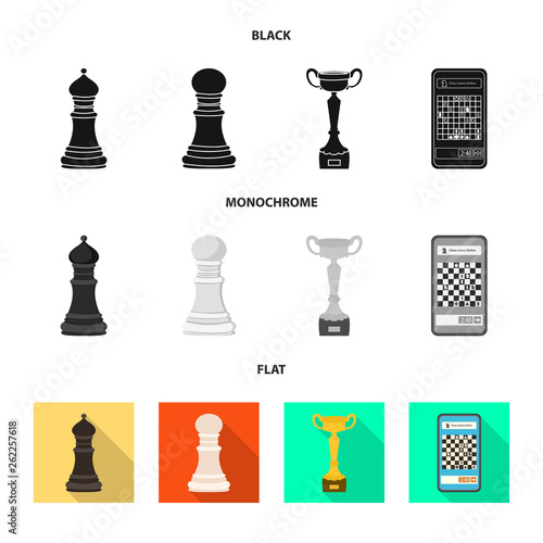 Isolated object of checkmate and thin logo. Set of checkmate and target stock vector illustration.