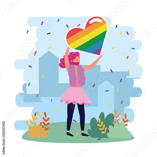 men with rainbow heart to lgbt freedom