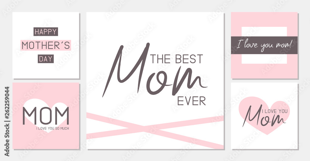 Set of greeting cards for Mother's Day. Set of greeting cards for Mother's Day.