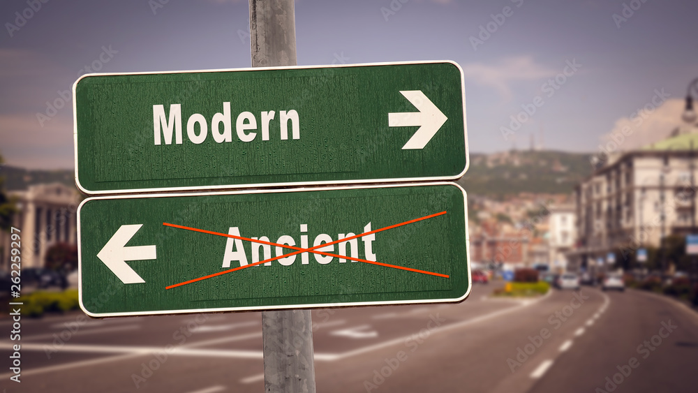 Street Sign Modern versus Ancient