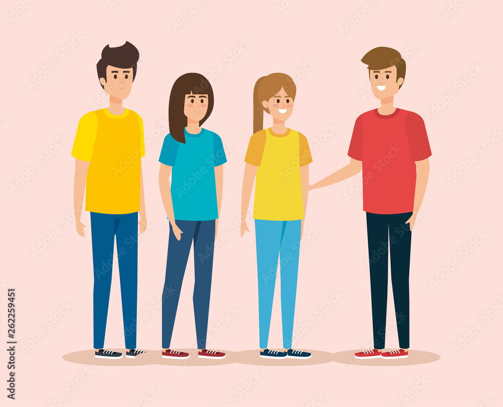 girls and boys with fashion hairstyle and casula clothes girls and boys with fashion hairstyle and casula clothes