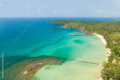 Fototapeta Naklejka Na Ścianę i Meble -  Aerial view. Beautiful tropical beach in island Koh Kood Thailand