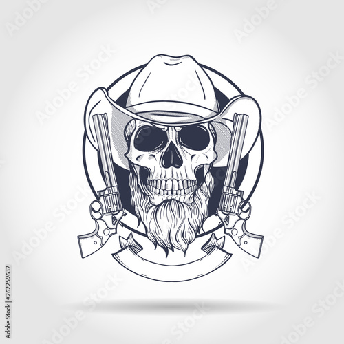 Sketch, skull with cowboy