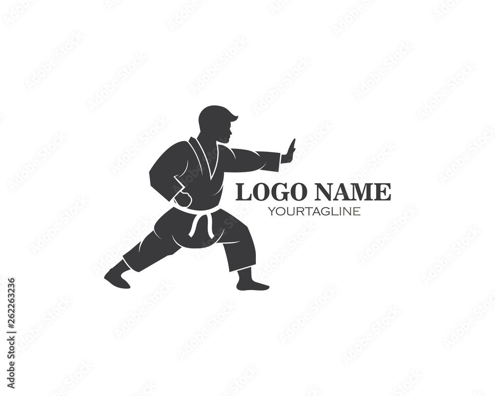 Fototapeta premium karate,taekwondo kick logo vector illustration template