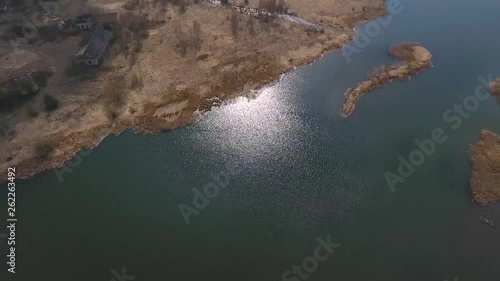 Village houses in the spring, Vishnevo Belarus. Shot by drone photo