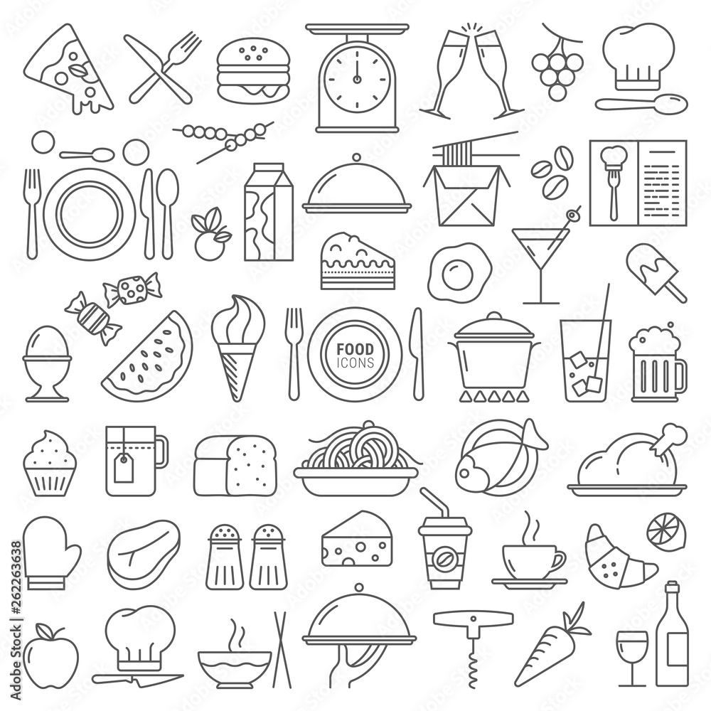 Outline food icons set for web and applications Outline food icons set for web and applications