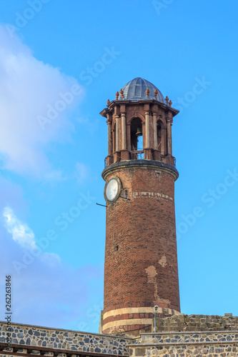 Historical watch tower in Erzurum castle in Erzurum, Turkey