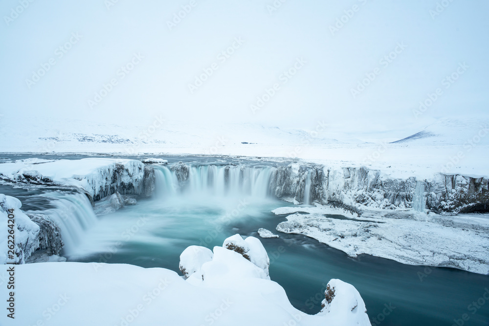 The Icelandic Godafoss in winter