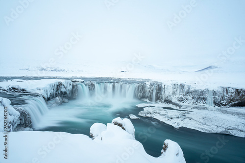 The Icelandic Godafoss in winter © Danny