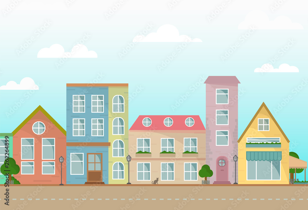 Cartoon nice town illustration Cartoon nice town illustration