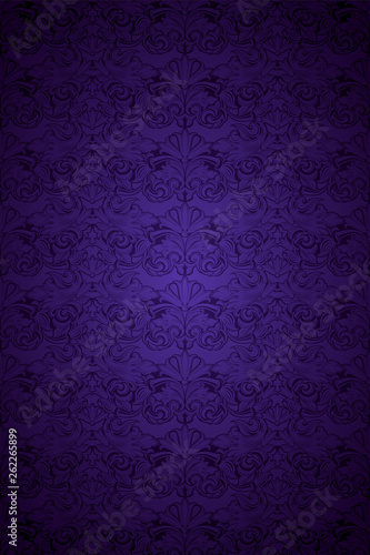 ultra violet, amethystine vintage background, royal with classic Baroque pattern, Rococo with darkened edges background, card, invitation, banner. vector illustration EPS 10