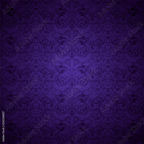 ultra violet, amethystine vintage background, royal with classic Baroque pattern, Rococo with darkened edges background, card, invitation, banner. vector illustration EPS 10