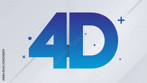 Blue 4D Text on White Background - Vector Illustration photo