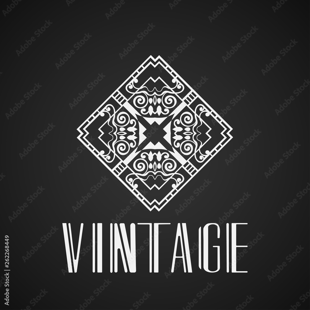 Vintage ornamental retro modern art deco logo template for design