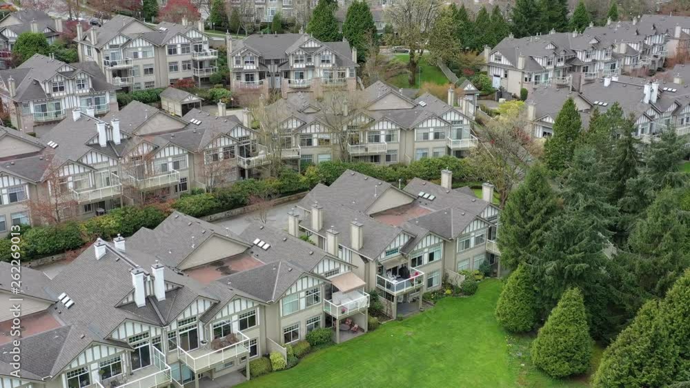 Houses in suburb at Summer in the north America. Luxury houses with nice landscape. Aerial drone view. 4K. Houses in suburb at Summer in the north America. Luxury houses with nice landscape. Aerial drone view. 4K.