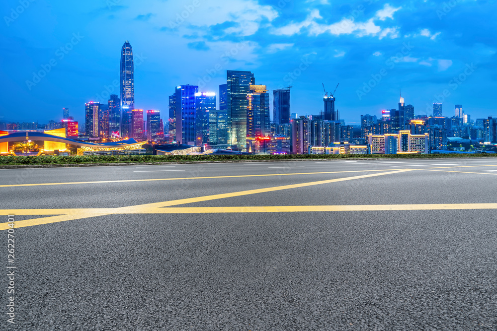 Road and skyline of urban architecture.. Road and skyline of urban architecture..