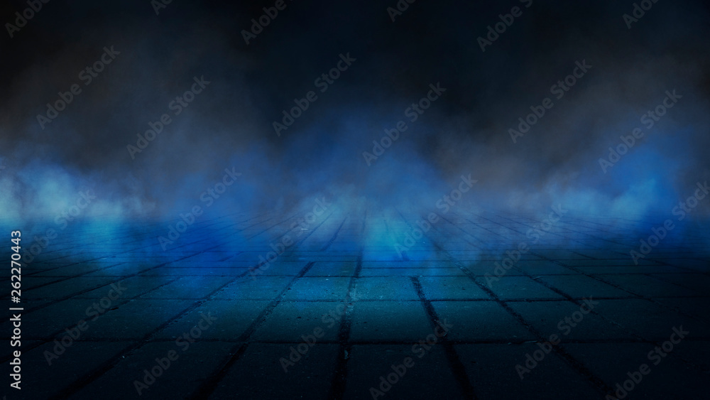 Dark street, night smog and smoke. Dark background of the night city, ray of light in the dark. Gloomy dark background. Dark street, night smog and smoke. Dark background of the night city, ray of light in the dark. Gloomy dark background.