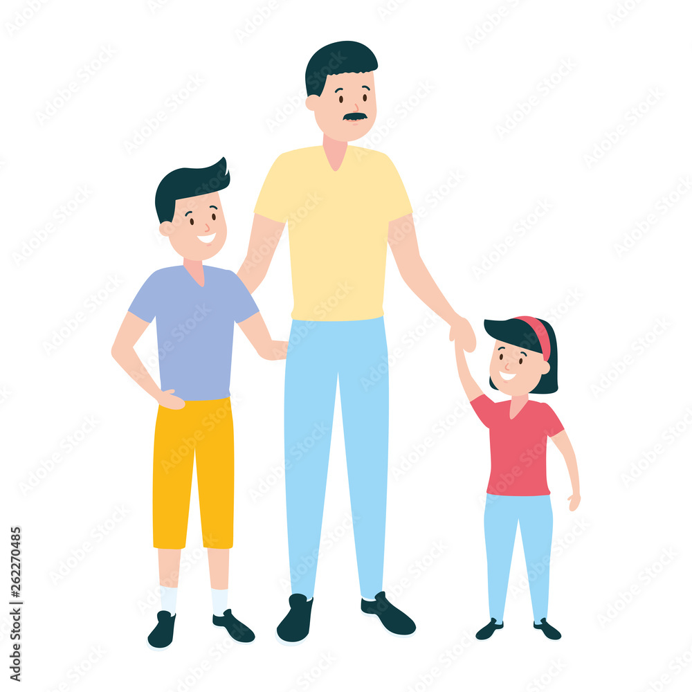 father with son and daughter